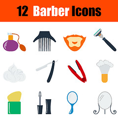 Image showing Flat design barber icon set