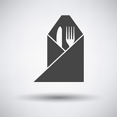 Image showing Fork and knife wrapped napkin icon