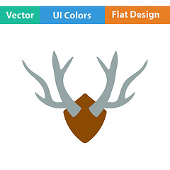 Image showing Flat design icon of deer\'s antlers  