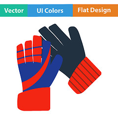 Image showing Flat design icon of football   goalkeeper gloves