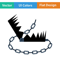Image showing Flat design icon of bear hunting trap