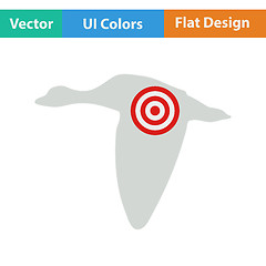 Image showing Icon of flying duck  silhouette with target