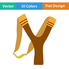 Image showing Flat design icon of hunting  slingshot