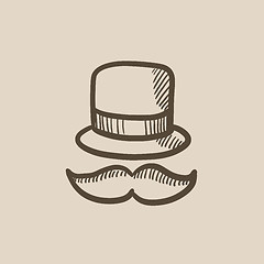 Image showing Hat and mustache sketch icon.