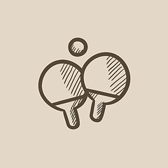 Image showing Table tennis racket and ball sketch icon.