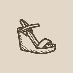 Image showing Women platform sandal sketch icon.