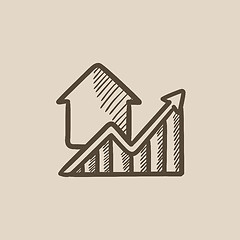 Image showing Graph of real estate prices growth sketch icon.