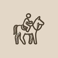 Image showing Horse riding sketch icon.