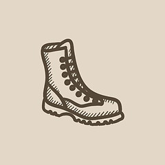 Image showing Boot with laces sketch icon.