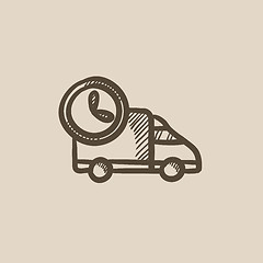 Image showing Delivery truck sketch icon.