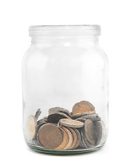 Image showing coins in glass savings or tips bottle