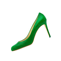 Image showing Green Female shoes on white background