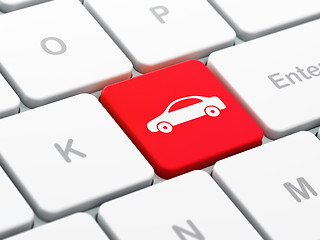 Image showing Vacation concept: Car on computer keyboard background