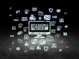 Image showing News concept: Breaking News On Screen in grunge dark room