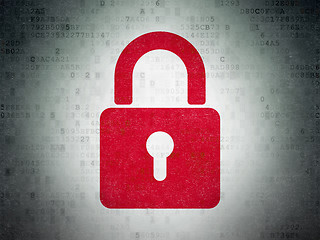 Image showing Information concept: Closed Padlock on Digital Data Paper background