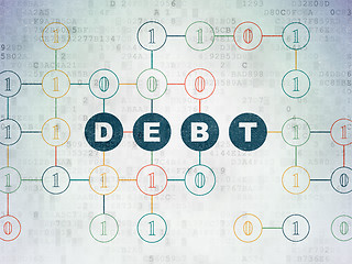 Image showing Finance concept: Debt on Digital Data Paper background