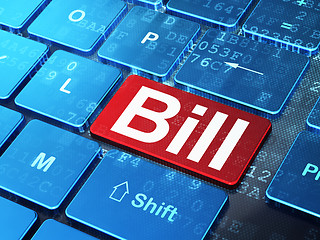 Image showing Money concept: Bill on computer keyboard background