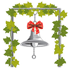 Image showing Bell with bow hungs on chain