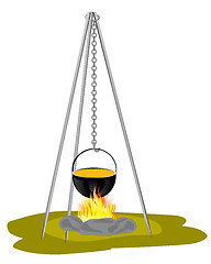 Image showing Caldron on campfires