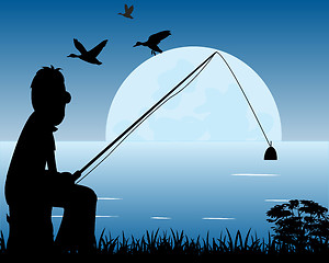 Image showing Night fishing