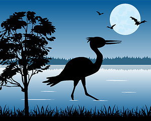 Image showing Stork on lake