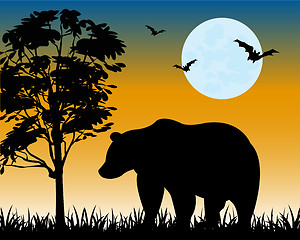 Image showing Silhouette bear on glade