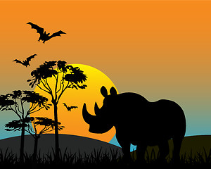 Image showing Rhinoceros in savannah