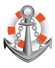 Image showing Anchor and life buoy