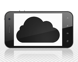 Image showing Cloud technology concept: Smartphone with Cloud on display