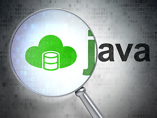 Image showing Database concept: Database With Cloud and Java with optical glass