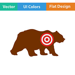 Image showing Flat design icon of bear silhouette with target