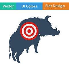 Image showing Icon of boar silhouette with target