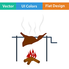 Image showing Flat design icon of roasting meat 