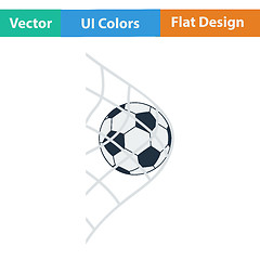 Image showing Flat design icon of football ball in gate net
