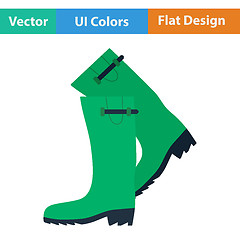 Image showing Flat design icon of hunter\'s rubber boots