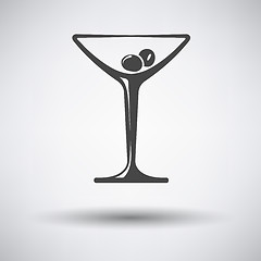 Image showing Icon of cocktail glass with olives