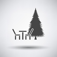 Image showing Park seat and pine tree icon