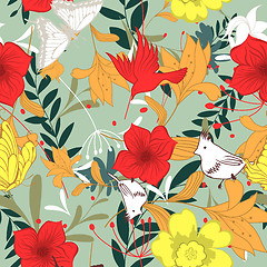 Image showing Seamless floral ornate  pattern