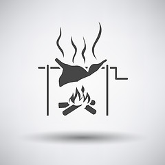 Image showing Roasting meat on fire icon