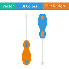 Image showing Flat design icon of screwdriver