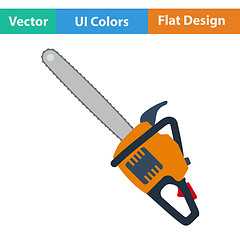 Image showing Flat design icon of chain saw