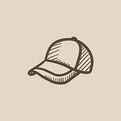 Image showing Baseball hat sketch icon.