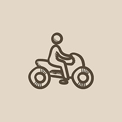 Image showing Man riding motorcycle sketch icon.