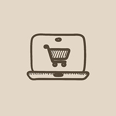 Image showing Online shopping sketch icon.