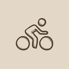 Image showing Man riding  bike sketch icon.