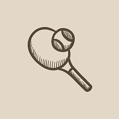 Image showing Tennis racket and ball sketch icon.