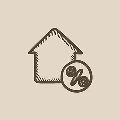 Image showing House with discount tag sketch icon.