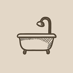 Image showing Bathtub with shower sketch icon.