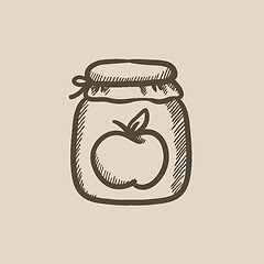 Image showing Apple jam jar sketch icon.