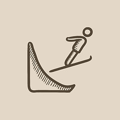 Image showing Ski jumping sketch icon.